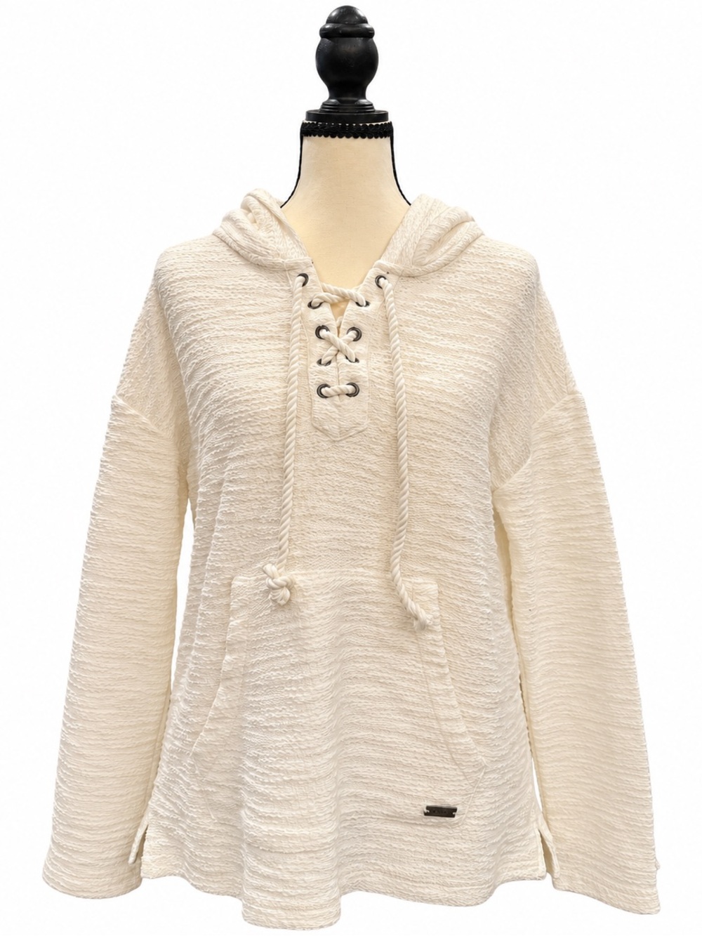 Roxy Cream Lace-Up Hooded Pullover - NWT